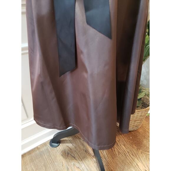 PS Style Midi Dress Women's 12P Brown Acetate Sleeveless Round Neck Waist Tie - Picture 10 of 13